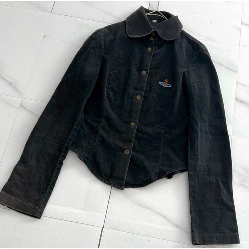 Vivienne Westwood, Vivienne Westwood 90s Vintage Blouse Chest 42cm Black Cotton Short Fit From JP