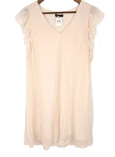 Wishlist Apparel Creamy Peach Flutter Cap Sleeve Pleated Dress NWT - Size Small