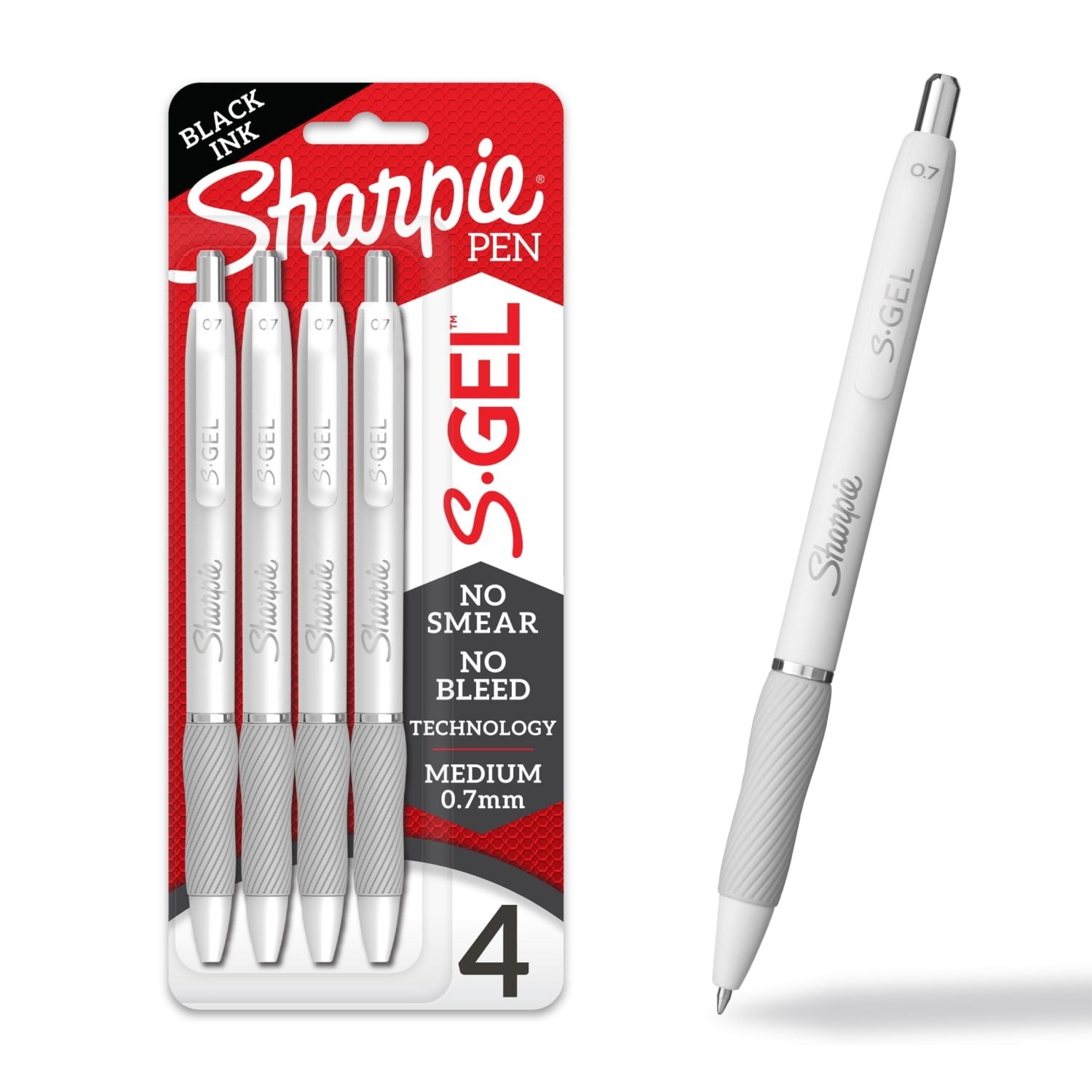 Sharpie S-Gel Gel Pens, Black Ink, Medium Point (0.7mm), 4 4 Count, Ink