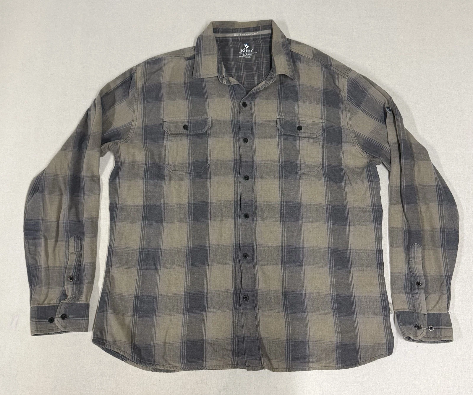 Kuhl Shattered Flannel Shirt Mens XL Plaid Hiking Camping Outdoors Mountain 172