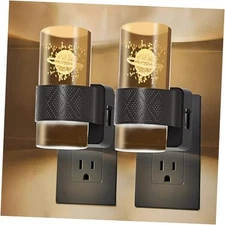  LED Night Lights Plug into Wall (), 2 Pack Nightlight with 0-100 LM Planet