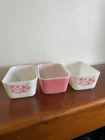 Vintage Pyrex Pink Gooseberry 3 Refrigerator Dish  501 without lids very good