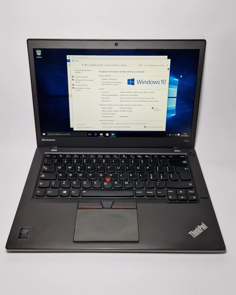 NOTEBOOK PC PORTATILE LENOVO T450S i5 RAM 8GB SSD 256GB WIN 10 Doppia Batteria - Immagine 2 di 4