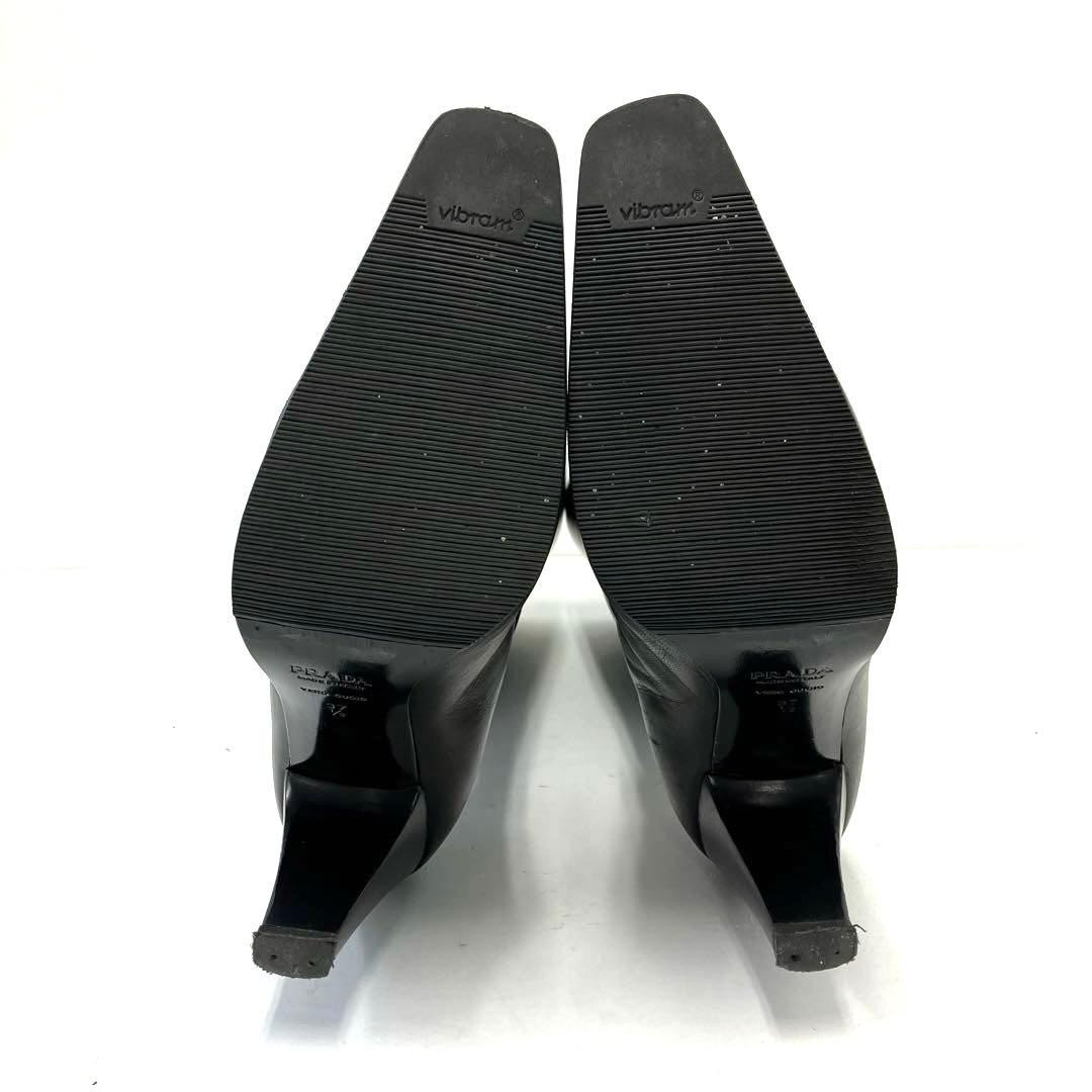 PRADA Long Boots Shoes EU 37.5 US 7.5 Leather Black Used Item Good From Japan thumbnail 11