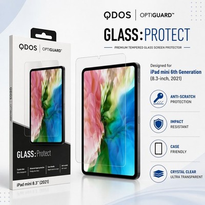 QDOS (iPad Mini 6. Generation 2021, 8,3'') Hartglas Displayschutzfolie Cover