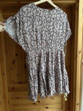 Floral Pink Black Butterfly Sleeve Dress Size L