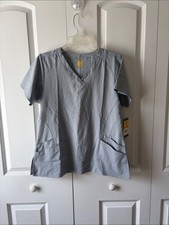 Wonder Wink Light Gray V-Neck Medical Scrub Top Size Medium New with Tags