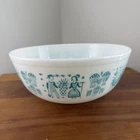 Vtg Pyrex 404 Turquoise Blue Amish Butterprint 4qt Mixing Serving Bowl Rooster
