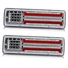 2PCS Truck Tail Light Rear Stop Light Trailer Brake Light Flowing Turn DAY-24v
