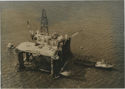 Sedco 702 Bohrinsel Nordsee Shetland Inseln Treibstofffund 1973 Vintage Pressefoto