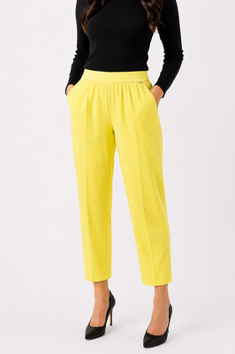 Hose Airfield Gelb 38 M Damen Capri Sommer Stoff Flat Cropped 7/8 Np 159 Neu
