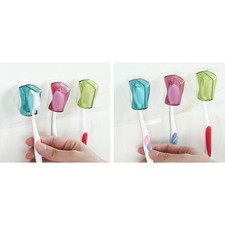 6 Pcs Hanging Toothbrush Holders with Cover for Wall Suction Cup Bathroom