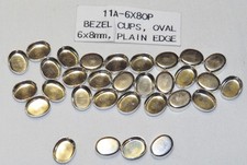 10 Oval 6x8mm Shiny Sterling Silver .925 Bezel Cups No Loop Jewelry Making
