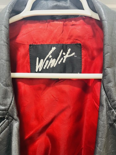 Vintage Winlit Leather Jacket Mens Medium Biker Motorcycle Red Lined 80s Punk - Picture 3 of 8