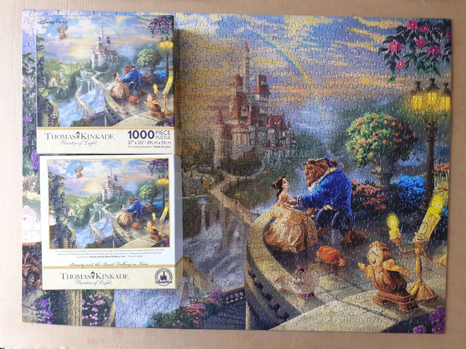 Thomas Kinkade Complete Beauty and the Beast Falling in Love 1000 Piece Puzzle - Image 2 of 4