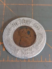1945 Encased Cent Lucky Penny VICTORY St Petersburg Orange State Motor Co Worn