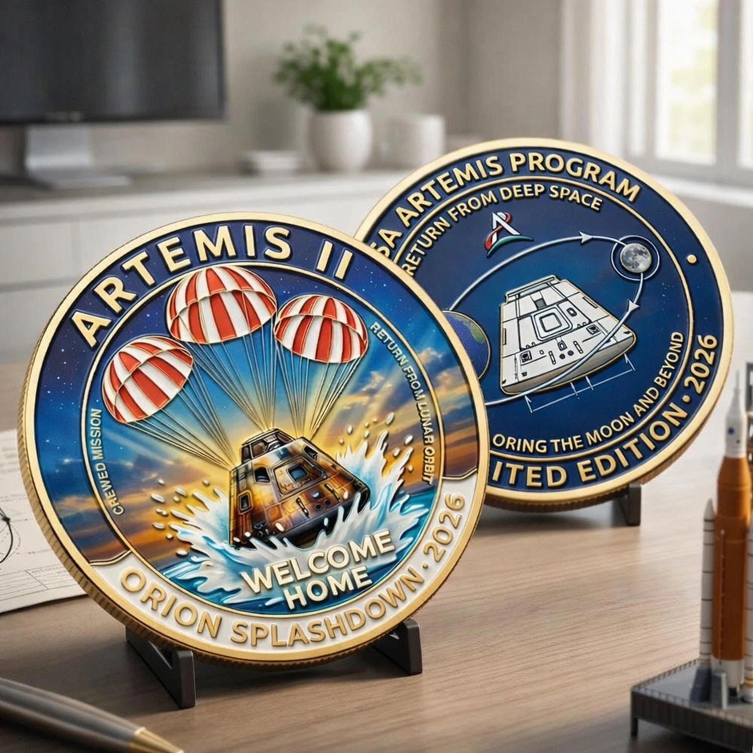Artemis II 2026 Splashdown NASA Coin Moon Mission Gift