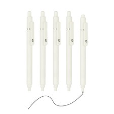 5Pcs 0.5mm Retractable Pens, Black Gel Ink,White