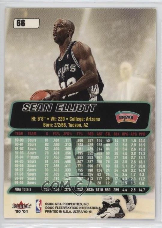 2000-01 Fleer Ultra Sean Elliott #66 - Image 2 of 2