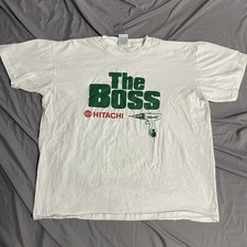 Vintage 90s The Boss Hitachi Power Tools White T Shirt Mens Size XL Made In USA