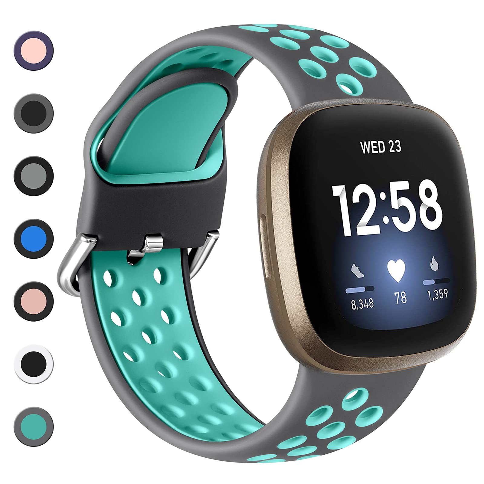 Bracelet finition mate compatible Fitbit Sense et Versa 4, confort premium
