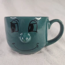 Cup Coffee Livingware Collection Green Smiling Face Mug or Planter with 3-D Nose