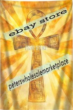 Golden Ankh Tapestry Sacred Sun Beam Egyptian ankh symbol 39X59 in