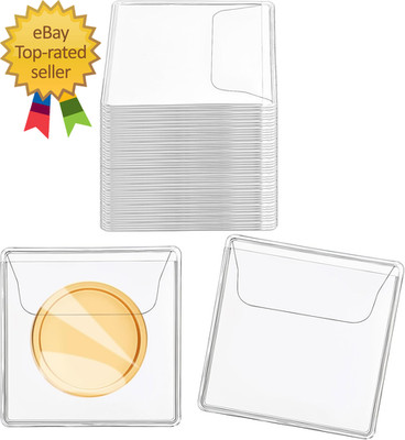 200Pcs Single Pocket Coin Flips Coin Sleeves Holders Clear PVC Coin Protectors