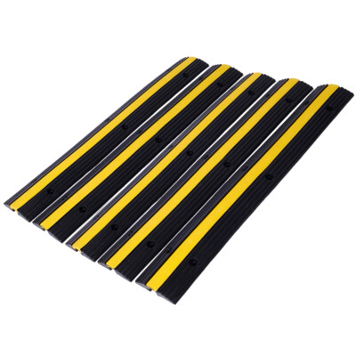 #ad 5 Pack Cable Protector Ramp Rubber Speed Bumps 1 Channel 6600Lbs w Bolts Spike $83.03