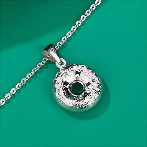 PT950 Pure Platinum 950 Men Women Lucky Circle Dragon Phoenix Pendant 3-3.2g - Picture 3 of 7