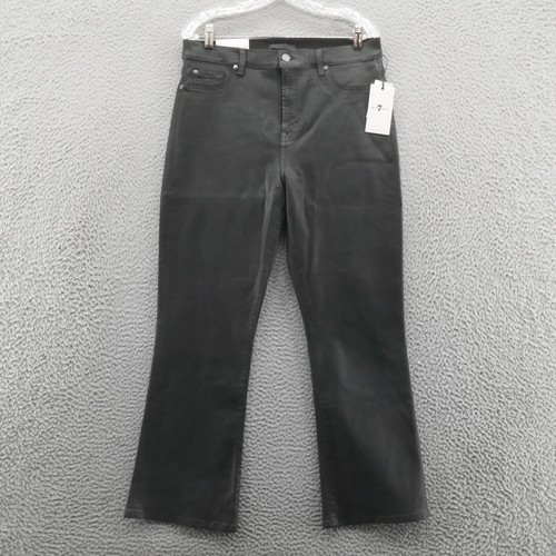 NWT 7 For All Mankind High Waist Slim Kick Jeans Size 32 Black Womens Coated