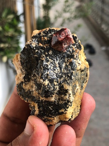 Rare Red Zircon with Geothite UniqueSpecimen - Picture 2 of 7