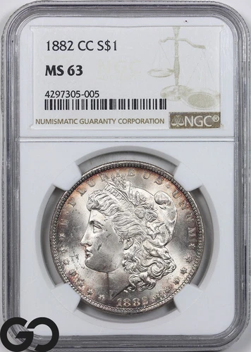 1882-CC Morgan Silver Dollar Silver Coin, NGC MS-63 ** Great Eye-Appeal!