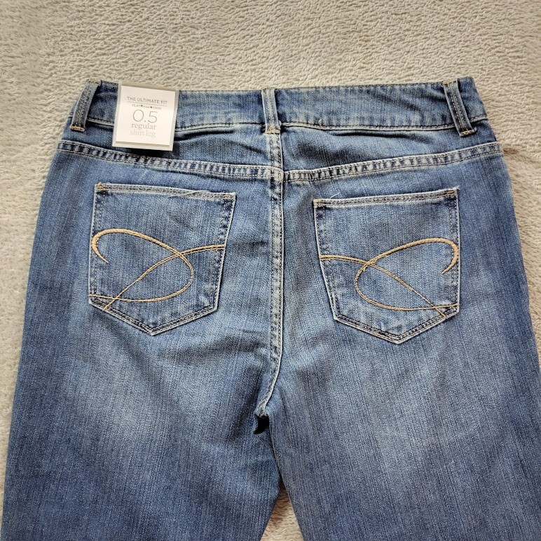Jean CHICO'S PLATINUM Slim Leg Bleu - Taille 1 (32L X 30L), Lavable, Comme Neuf