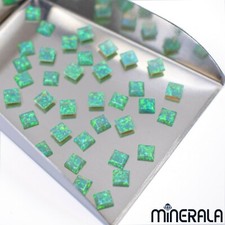 [Großhandel] Grün Synthetisch Künstlicher Opal Quadrat Form Cabochon 4mm WP00229