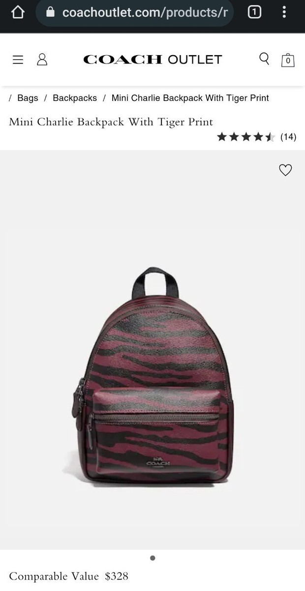 Coach F37880 Mini Charlie tiger animal print backpack  display picture 1