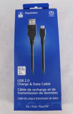 PlayStation 4 PS4 Power A USB 2.0 6.5 ft Charging & Data Cable New
