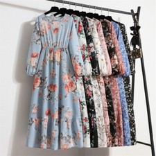 Women Floral Printed Maxi Dresses Spring Summer Casual Boho Beach Party Long Fal
