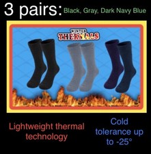 3pk Winter Thermal Heated Technology Lightweight Sock: 2.13 Tog,- 25 C,SIZE 7-13