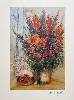Marc Chagall BOUQUET WITH CHERRIES Facsimile Signed Limited