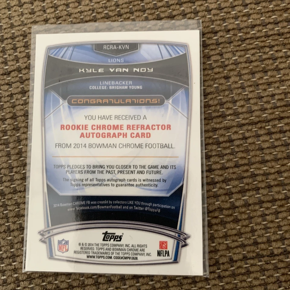 Kyle Van Noy 2014 Bowman Chrome ROOKIE RC AUTO REFRACTOR SP Ravens Lions Pats  - Image 2 of 2