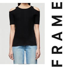 Frame Cut Out Ribbed Tee Shirt In Black Size M Made In Usa