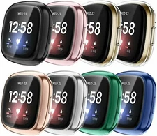 8 Pack Screen Protector Case for Fitbit Sense/Versa 3 Soft TPU Full Bumper Cover
