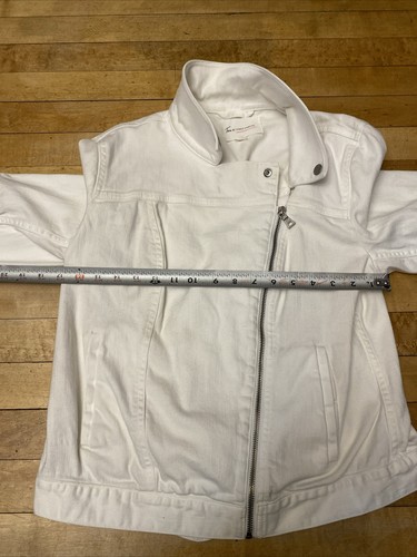 Vince Camuto Two Jacket Women’s Medium White Denim Jeans High Collar - Picture 3 of 14