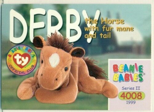 BEANIE BABIES TRADING CARD - SERIES 2 - DERBY THE HORSE WITH FUR MANE AND TAIL - Picture 1 of 2