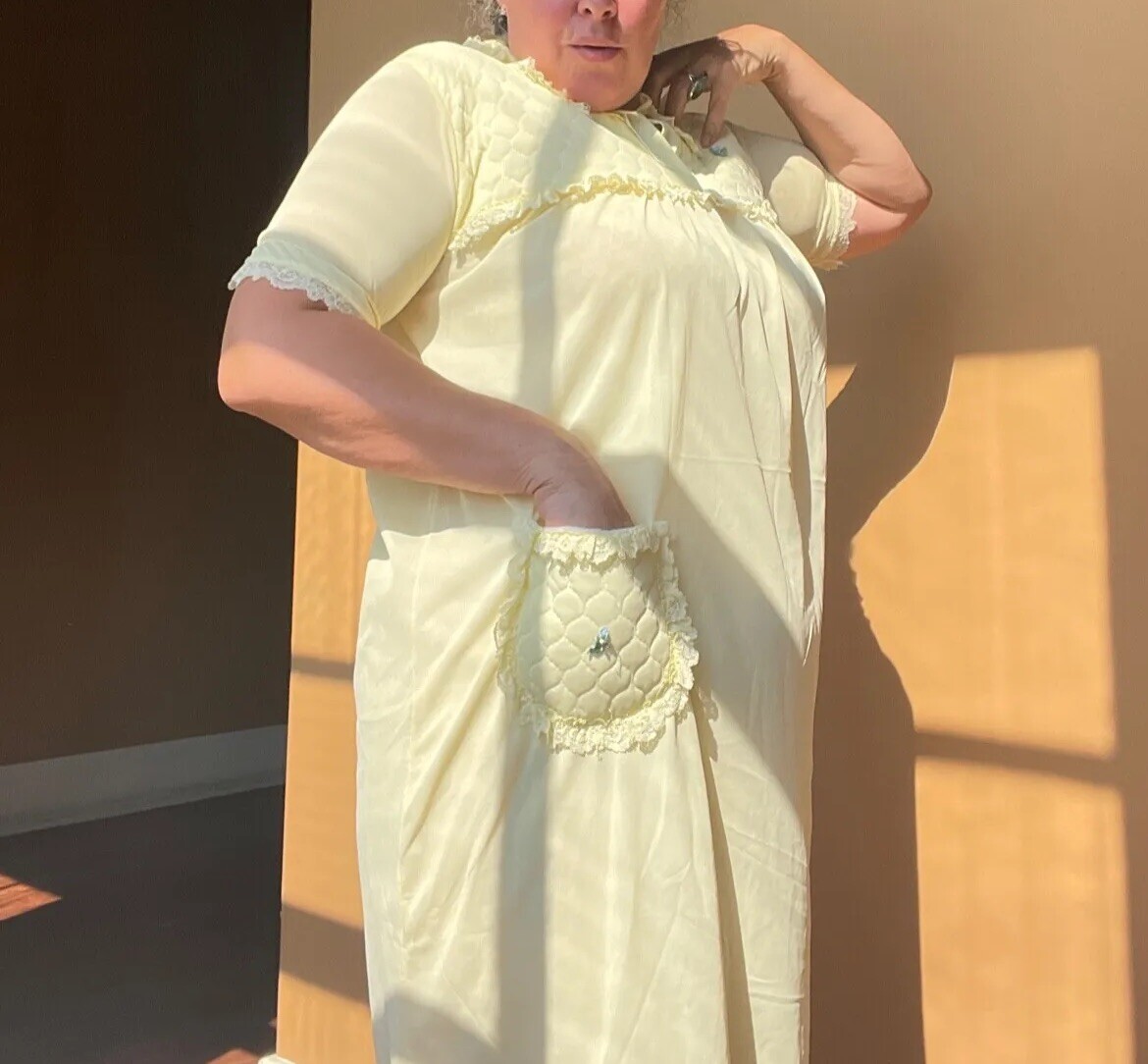 Vintage Yellow Nylon Nightgown  Housedress - image 6