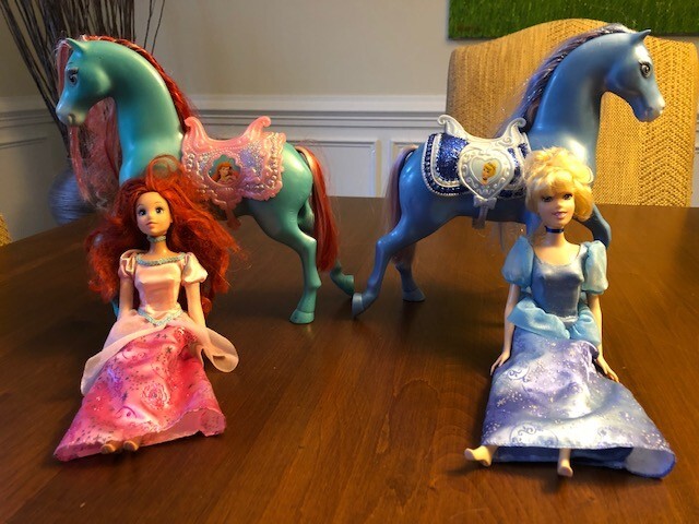 Disney Cinderella and Ariel Dolls with Horses By Mattel