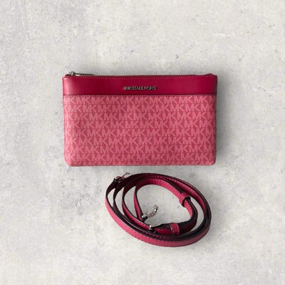 Michael Kors MK Tasche Umhängetasche Clutch XBody Jet Set Maisie rot Silber NEU