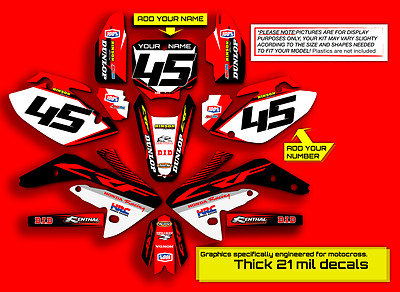2004-2017 CRF 250X GRAPHICS 250 X FACTORY: RED / BLACK DIRT BIKE DECALS