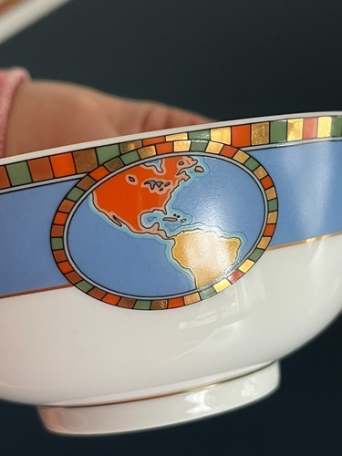 TIFFANY & CO WORLD DISCOVERY MAP & COMPASS SET OF 3 DESSERT BOWLS JAPAN RARE! - Picture 5 of 12